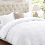 Cozyide White Duvet Cover Queen Size, 3 Pieces Bedding Duvet Covers, Soft Breathable Seersucker Duvet Cover Set with Zipper Closure and Corner Ties (1 Duvet Cover 90"x90" + 2 Pillow Shams 20"x26")