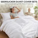 Cozyide White Duvet Cover Queen Size, 3 Pieces Bedding Duvet Covers, Soft Breathable Seersucker Duvet Cover Set with Zipper Closure and Corner Ties (1 Duvet Cover 90"x90" + 2 Pillow Shams 20"x26")