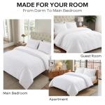 Cozyide White Duvet Cover Queen Size, 3 Pieces Bedding Duvet Covers, Soft Breathable Seersucker Duvet Cover Set with Zipper Closure and Corner Ties (1 Duvet Cover 90"x90" + 2 Pillow Shams 20"x26")