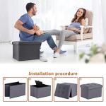 Compact Grey Storage Ottoman with Folding Design