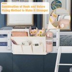Bedside Organizer with Water Bottle Holder - White