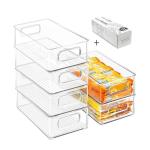 Stackable Clear Refrigerator Organizer Bins, 6 Pack