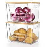 Delamu Stackable Pantry Organizers with Bamboo Tops