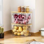 Delamu Stackable Pantry Organizers with Bamboo Tops