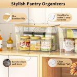 Delamu Stackable Pantry Organizers with Bamboo Tops