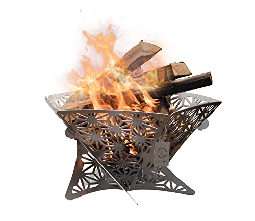 Portable Camping Fire Pit with Grill and Storage