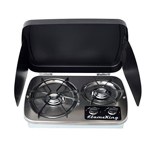 Flame King RV Cooktop Stove with Cover