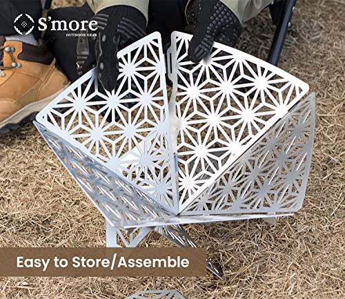 Portable Camping Fire Pit with Grill and Storage