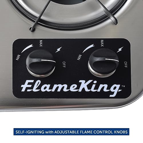 Flame King RV Cooktop Stove with Cover