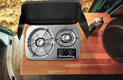 Flame King RV Cooktop Stove with Cover