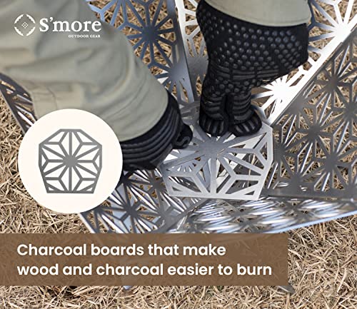 Portable Camping Fire Pit with Grill and Storage