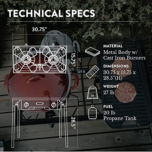 Portable Two-Burner Camping Stove with Adjustable Pressure