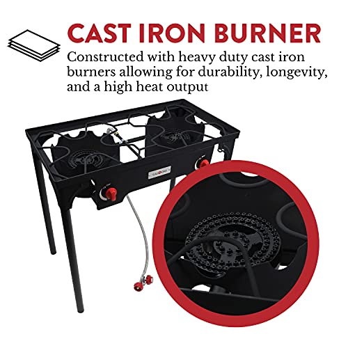 Portable Two-Burner Camping Stove with Adjustable Pressure
