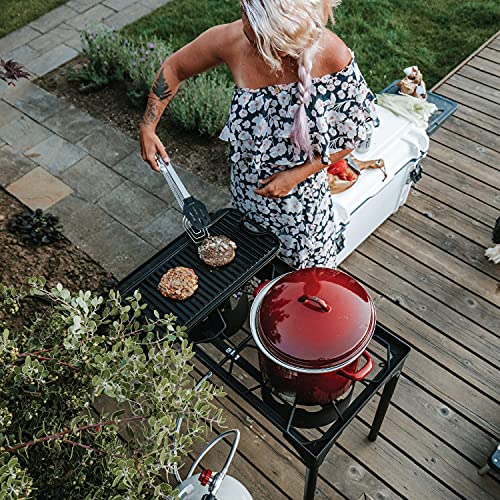 Portable Two-Burner Camping Stove with Adjustable Pressure