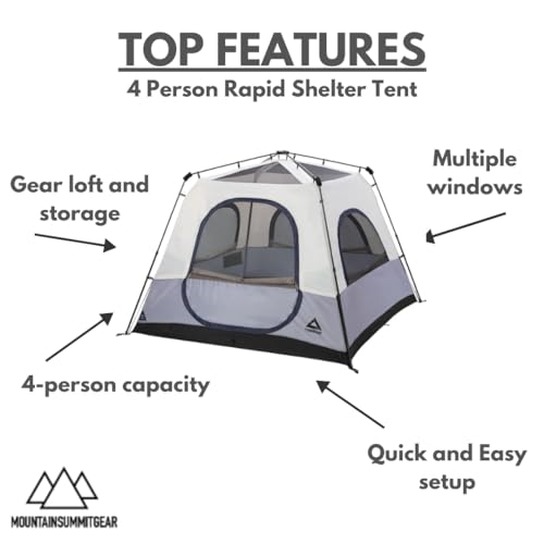 Caddis 4-Person Rapid Tent - Easy Setup, Outdoor Camping