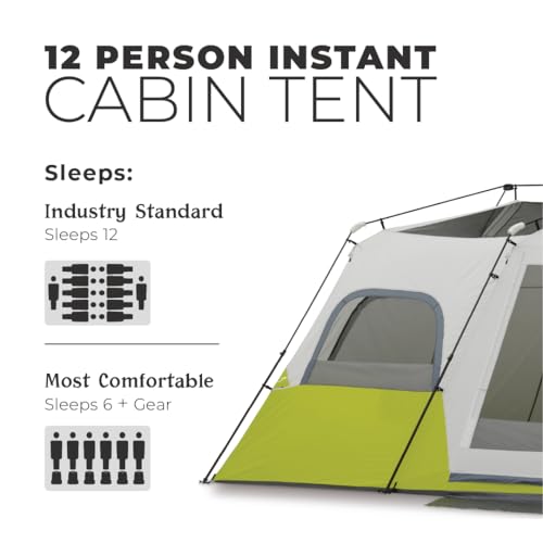 Large 12-Person Instant Cabin Tent | 3 Rooms