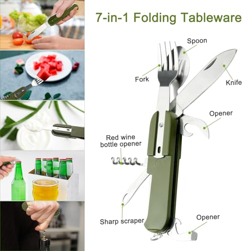 7-in-1 Stainless Steel Folding Tableware Set