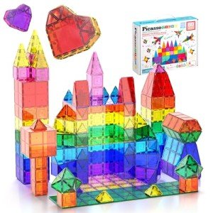 PicassoTiles 60-Piece Magnetic Building Blocks Set