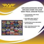 Arcadeageddon! Retro Arcade Game Collage Puzzle for Adults and Kids | Difficult 1000 Piece Jigsaw Puzzle, '80s Toys & Games | Interactive Brain Teaser, Fun Quarantine Gifts | 28 x 20 Inches