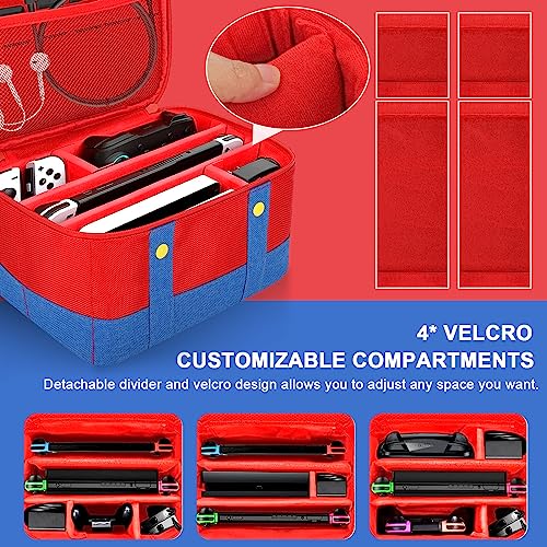 Portable Waterproof Switch Carry Case, Blue & Red