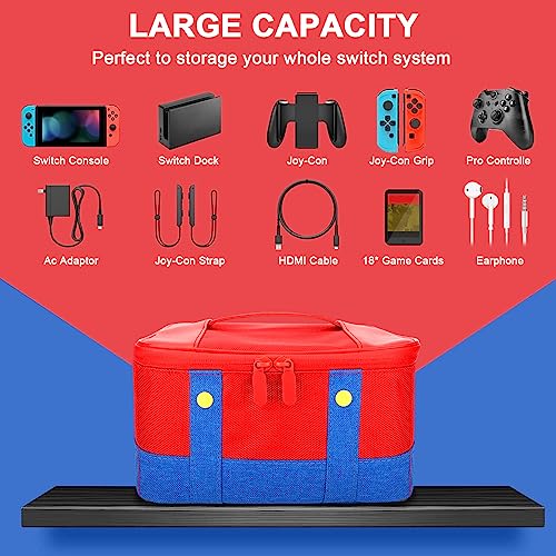 Portable Waterproof Switch Carry Case, Blue & Red