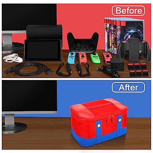 Portable Waterproof Switch Carry Case, Blue & Red