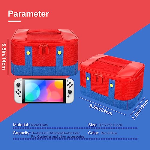 Portable Waterproof Switch Carry Case, Blue & Red