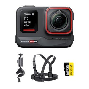 Insta360 Ace Pro Bike Kit - Waterproof Action Camera Co-Engineered with Leica, Flagship 1/1.3" Sensor and AI Noise Reduction for Unbeatable Image Quality, 4K120fps, 2.4" Flip Screen & AI Features