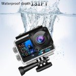 Xilecam Dual Screen Action Camera 1080P WiFi Waterproof Camera 4*Zoom 131FT(40m) Waterproof Underwater Camera with 2X 1050mAh Batteries and Multifunctional Accessories Sports Camera