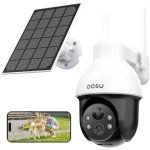 AOSU Solar Security Camera Wireless Outdoor System, 3K/5MP Battery Powered WiFi Camera for Home Security, Panoramic PTZ, Auto Tracking, Human/Vehicle Detection, Night Vision, Spotlights, 2-Way Talk