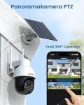 AOSU Solar Security Camera Wireless Outdoor System, 3K/5MP Battery Powered WiFi Camera for Home Security, Panoramic PTZ, Auto Tracking, Human/Vehicle Detection, Night Vision, Spotlights, 2-Way Talk