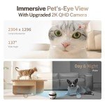 Enabot EBO ROLA Mini 2K Camera Robot: Movable Pet Camera Battery-Powered with Phone App, Indoor Cam w/One-Touch Call, 2-Way Talk, Night Vision, Motion Detection, Video Recording