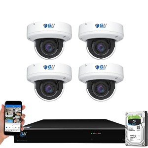 GW 4K (3840x2160 @30fps Real-time) 8 Channel Security Camera System with 4 8MP AI Facial Recognition/Human/Vehicle Detection 5X Optical Motorized Zoom PoE IP Dome Cameras