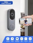 SUNNYJANE Silver Wireless 1080p Video Doorbell Camera, AI Human Detection, Live View, 2-Way Audio Included Chime, 2.4G Wi-Fi, Night Vision, Cloud Storage, Indoor/Outdoor Surveillance Cam