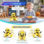 Robot Toys for Boys Girl, Rechargeable Remote Control Robot with Star Projector, Auto-Demonstration, Gesture Sensing, Dance Moves, Music, Kids Toy Robot Gifts for 3,4,5,6 7 8 year old(Yellow)