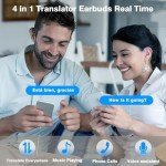 Translation Earbuds Real Time, Ai Translator Earbuds Bluetooth Wireless - Supports 144+ Languages, Over-Ear AI Headphones for iOS and Android, Ideal for Travel and Business (Black)