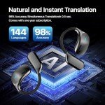 AI Language Translation Earbuds, LCD Touch Screen OWS Real-Time Translator for 144 Languages & Accents Headphones Translator Ideal for Travel Business Learning Translation Device Earphones(Black)