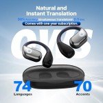 AI Language Translator Earbuds, OWS Real-Time 3-in-1 Translation Earbuds 144 Languages & Accents, Translation Device for Travel Business Learning, Black