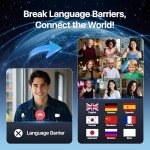 AI Language Translation Earbuds, LCD Touch Screen OWS Real-Time Translator for 144 Languages & Accents Headphones Translator Ideal for Travel Business Learning Translation Device Earphones(Black)