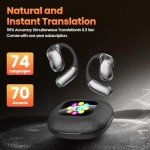 AI Language Translator Earbuds 144 Languages 8 Offline Modes OWS Touchscreen HD Sound iOS Android Compatible Long Battery Life Ideal for Travel Business Black