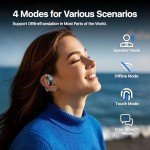 AI Language Translation Earbuds, LCD Touch Screen OWS Real-Time Translator for 144 Languages & Accents Headphones Translator Ideal for Travel Business Learning Translation Device Earphones(Black)