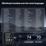 Ai Translation Earbuds Real Time 144-Language Translator Earbuds with Accent Support and 8-Language Offline Translator Device Two Way Translation Headphones for Language Learning Travel Business Black