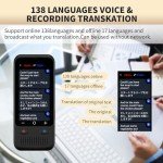 Language Translator Device, Upgraded ChatGpt AI Translator No WiFi Needed, 138 Languages Two Way Real-Time Voice Translation, Offline&Recording&Photo Translation for Travel Business Learning
