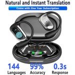 Ai Translation Earbuds Real Time Translator Headphones 144 Languages Audifonos Traductores Inglés Español, Open Ear Translating Wireless Earphones Perfect for Travel, Business & Language Learning