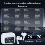 AI Language Translator Earbuds,144 Languages Bluetooth Translator Device and Accents 8 Offline Language Translation, Two-Way Translator Earphones for Language Learning/Travel/Business (White)