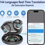 Ai Translation Earbuds Real Time Translator Headphones 144 Languages Audifonos Traductores Inglés Español, Open Ear Translating Wireless Earphones Perfect for Travel, Business & Language Learning