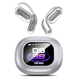 EUQQ AI Language Translation Earbuds, Bluetooth 5.4 Headphones Translator for 144 Languages & Accents, OWS LCD Touch Screen Real-Time Earphones Fit for Travel Business Learning, Silver