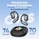 AI Language Translator Earbuds 144 Languages 8 Offline Modes OWS Touchscreen HD Sound iOS Android Compatible Long Battery Life Ideal for Travel Business Black