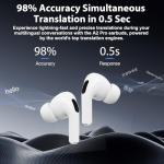 AI Language Translator Earbuds,144 Languages Translator Device and Accents 8 Offline Language Translation, Two-Way Translator Earphones for Language Learning/Travel/Business