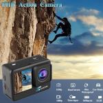 Xilecam Dual Screen Action Camera 1080P WiFi Waterproof Camera 4*Zoom 131FT(40m) Waterproof Underwater Camera with 2X 1050mAh Batteries and Multifunctional Accessories Sports Camera
